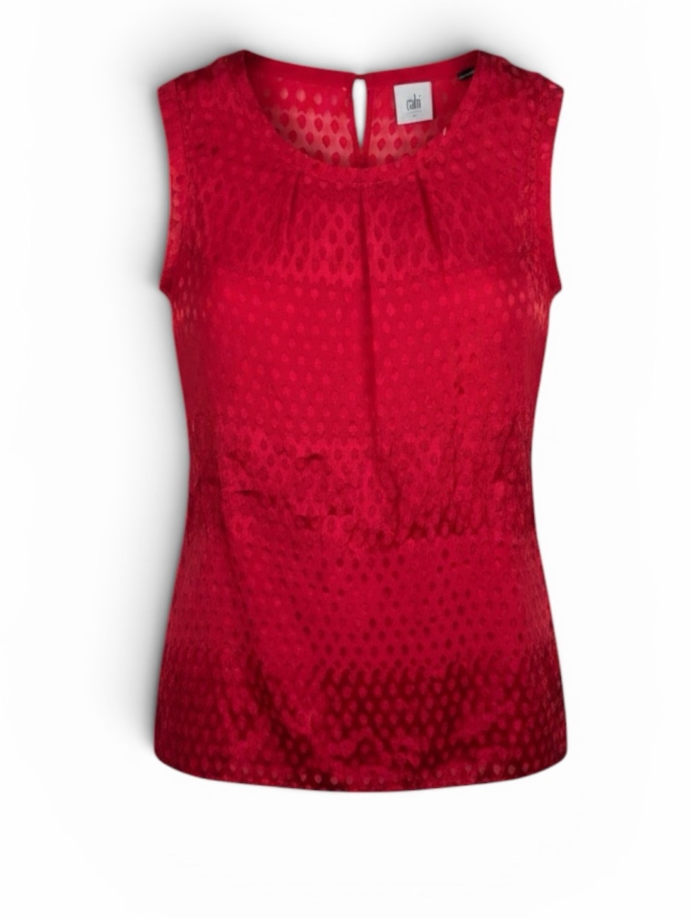 Cabi Women’s Sleeveless Scarlet Tunic With Burnout Diamond Pattern Size XS. NWOT